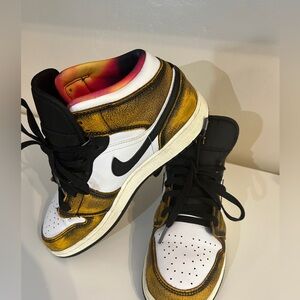 Nike High-Top Sneakers in Gold, Black, and White